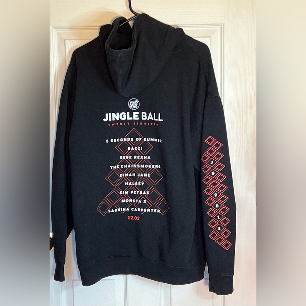 iHeart Radio Merch Direct Jingle Ball Black Hooded Sweatshirt Men’s Sz XL EUC